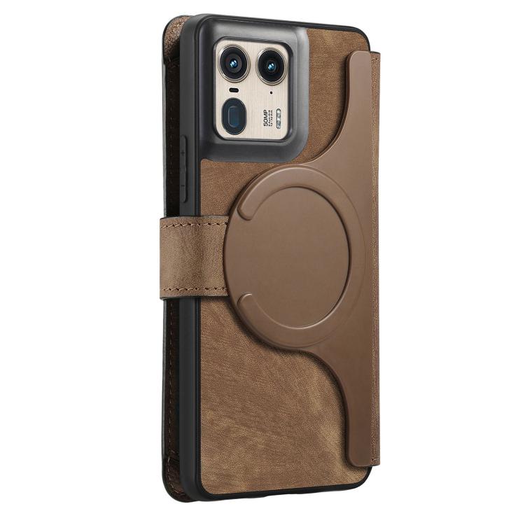 For Motorola Edge 50 Ultra CaseNeo MagSafe RFID Anti-theft Zipper Wallet Retro Leather Phone Case