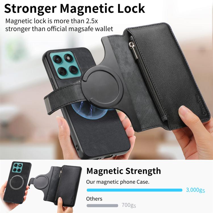 For Motorola Edge 60s / 60 Fusion CaseNeo MagSafe RFID Anti-theft Zipper Wallet Retro Leather Phone Case