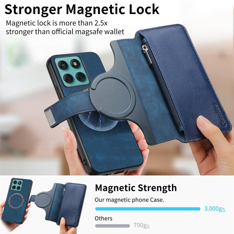 For Motorola Edge 60s / 60 Fusion CaseNeo MagSafe RFID Anti-theft Zipper Wallet Retro Leather Phone Case