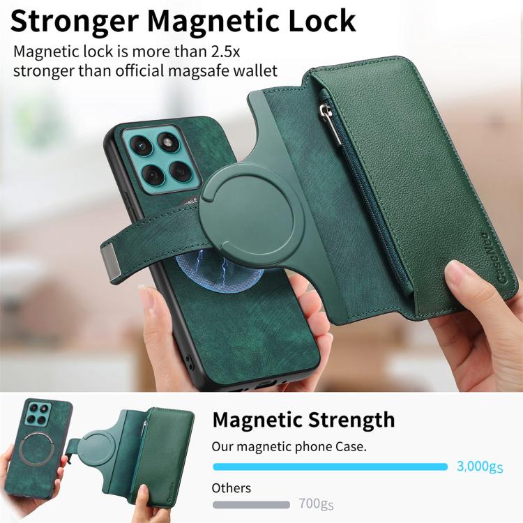 For Motorola Edge 60 Pro CaseNeo MagSafe RFID Anti-theft Zipper Wallet Retro Leather Phone Case