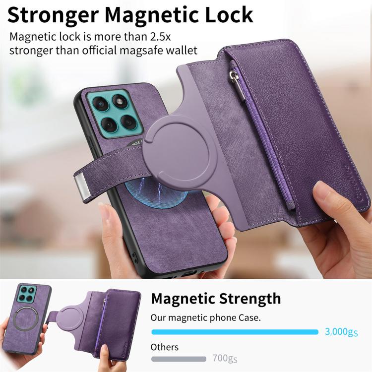 For Motorola Edge 60 Pro CaseNeo MagSafe RFID Anti-theft Zipper Wallet Retro Leather Phone Case