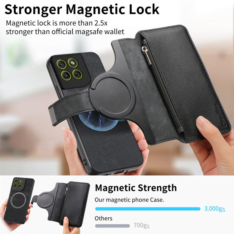 For Motorola Edge 70 5G CaseNeo MagSafe RFID Anti-theft Zipper Wallet Retro Leather Phone Case