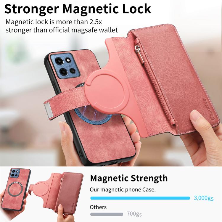 For Motorola Moto G 5G 2025 CaseNeo MagSafe RFID Anti-theft Zipper Wallet Retro Leather Phone Case