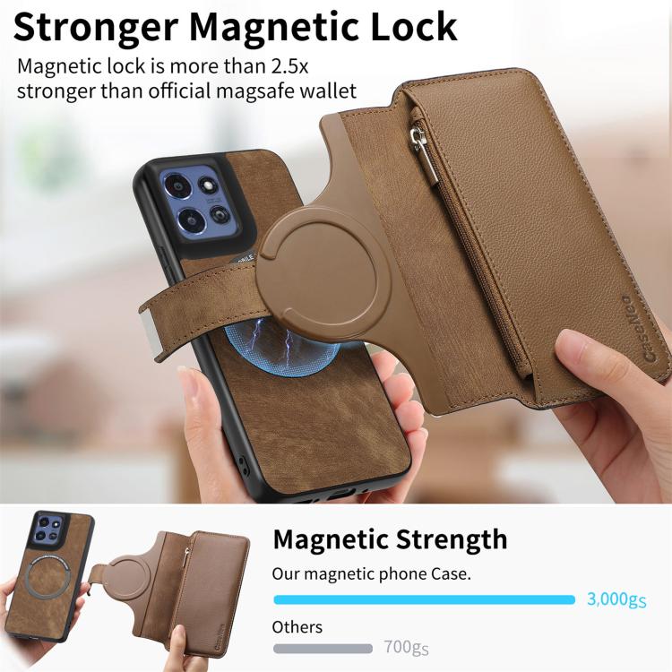 For Motorola Moto G Power 2025 CaseNeo MagSafe RFID Anti-theft Zipper Wallet Retro Leather Phone Case