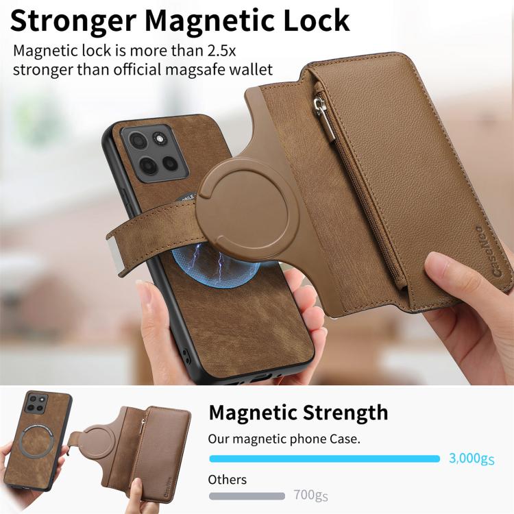 For Motorola Moto G15 CaseNeo MagSafe RFID Anti-theft Zipper Wallet Retro Leather Phone Case