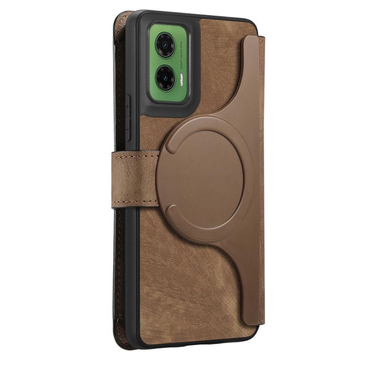 For Motorola Moto G35 CaseNeo MagSafe RFID Anti-theft Zipper Wallet Retro Leather Phone Case