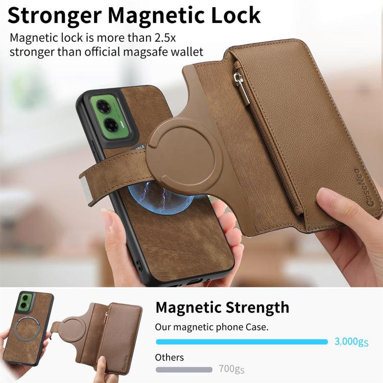 For Motorola Moto G35 CaseNeo MagSafe RFID Anti-theft Zipper Wallet Retro Leather Phone Case