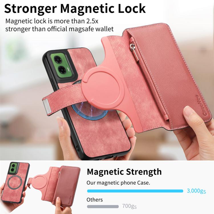 For Motorola Moto G35 CaseNeo MagSafe RFID Anti-theft Zipper Wallet Retro Leather Phone Case