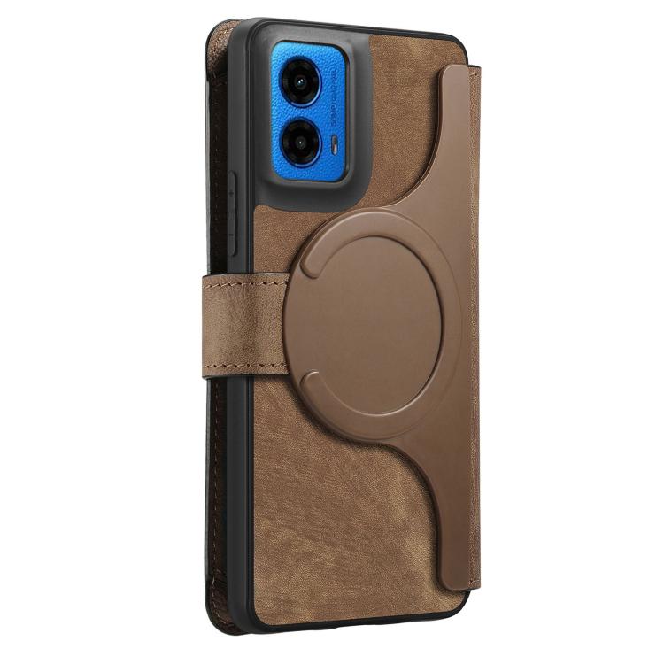 For Motorola Moto G45 5G CaseNeo MagSafe RFID Anti-theft Zipper Wallet Retro Leather Phone Case