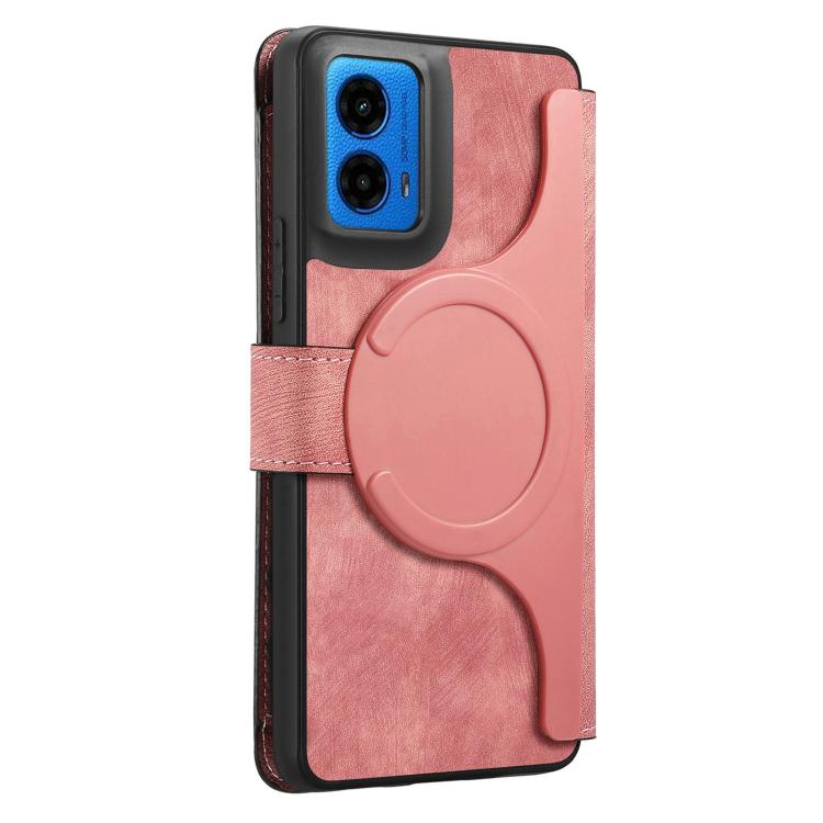 For Motorola Moto G45 5G CaseNeo MagSafe RFID Anti-theft Zipper Wallet Retro Leather Phone Case