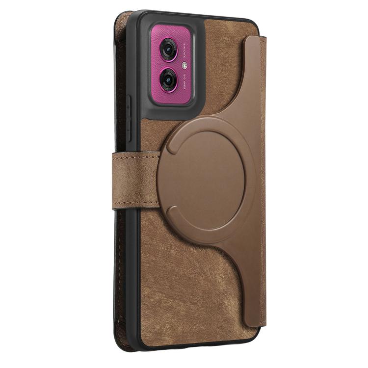 For Motorola Moto G55 CaseNeo MagSafe RFID Anti-theft Zipper Wallet Retro Leather Phone Case