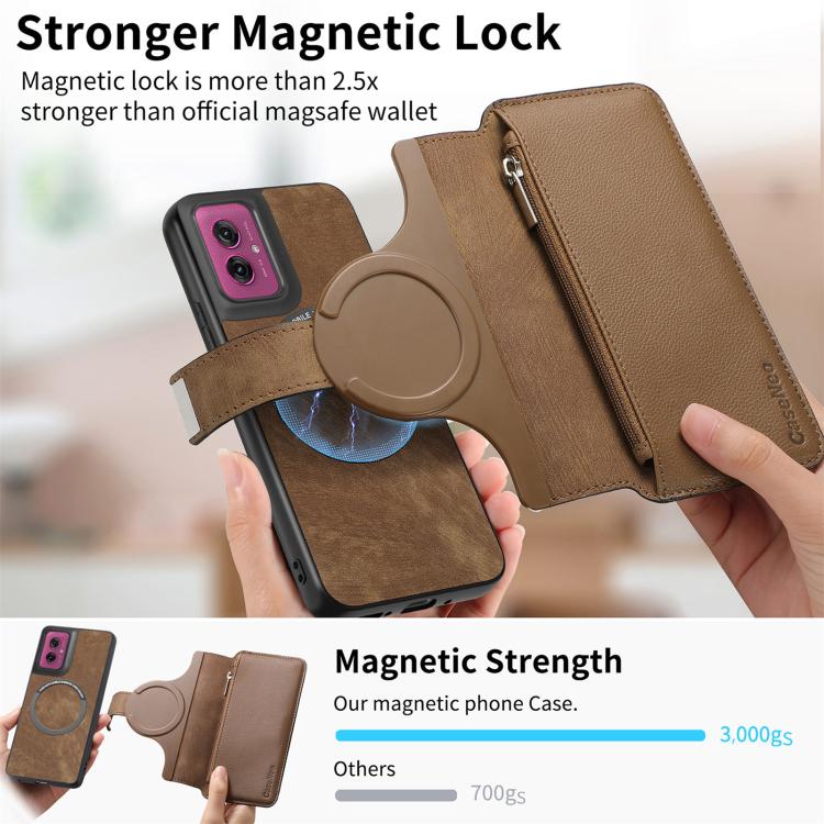 For Motorola Moto G55 CaseNeo MagSafe RFID Anti-theft Zipper Wallet Retro Leather Phone Case