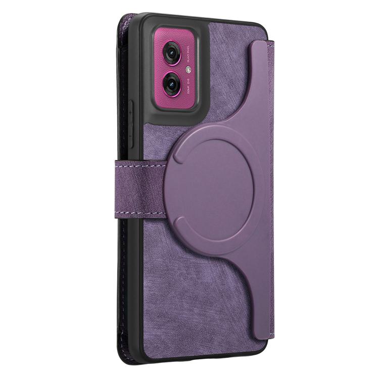For Motorola Moto G55 CaseNeo MagSafe RFID Anti-theft Zipper Wallet Retro Leather Phone Case