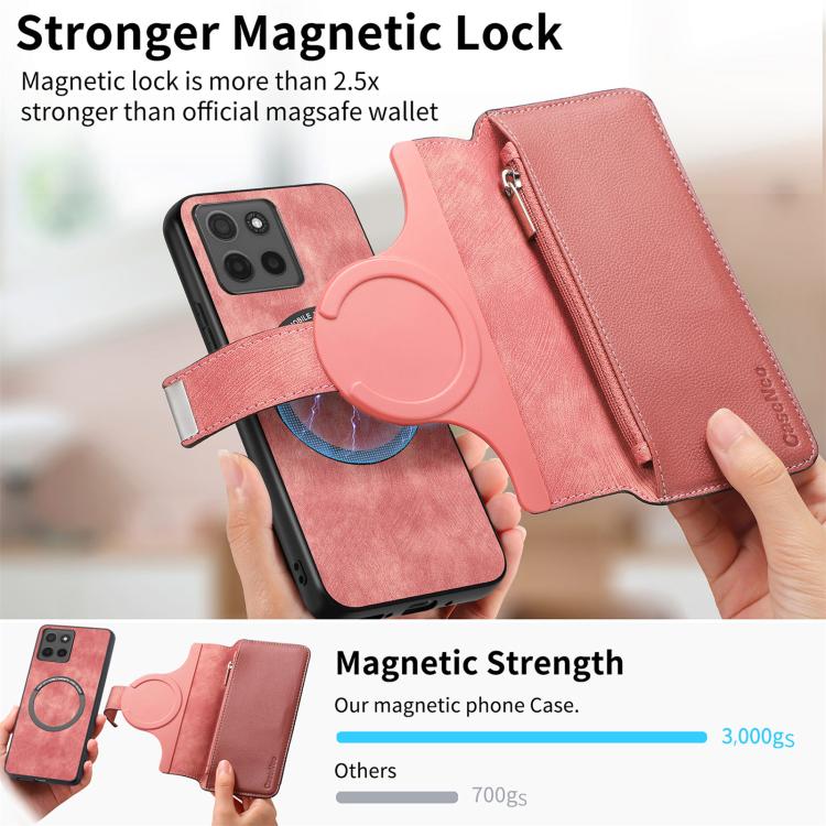 For Motorola Moto G56 5G CaseNeo MagSafe RFID Anti-theft Zipper Wallet Retro Leather Phone Case