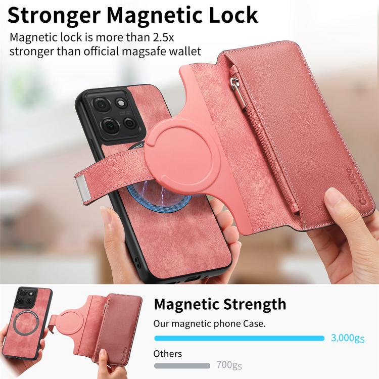 For Motorola Moto G75 5G CaseNeo MagSafe RFID Anti-theft Zipper Wallet Retro Leather Phone Case