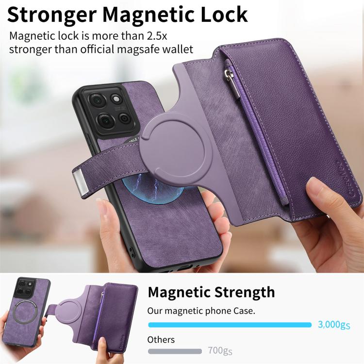 For Motorola Moto G75 5G CaseNeo MagSafe RFID Anti-theft Zipper Wallet Retro Leather Phone Case
