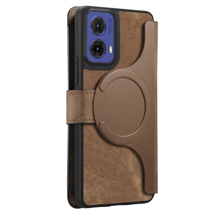 For Motorola Moto G85 EU CaseNeo MagSafe RFID Anti-theft Zipper Wallet Retro Leather Phone Case