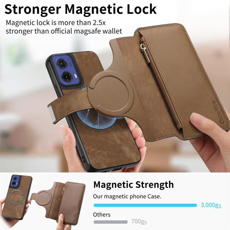 For Motorola Moto G85 EU CaseNeo MagSafe RFID Anti-theft Zipper Wallet Retro Leather Phone Case