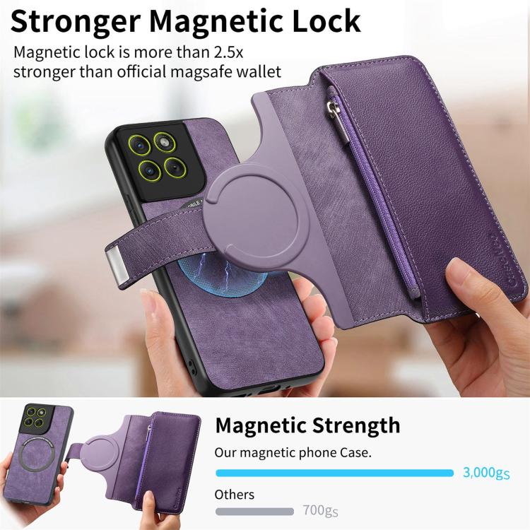 For Motorola Moto G77 / 67 5G CaseNeo MagSafe RFID Anti-theft Zipper Wallet Retro Leather Phone Case