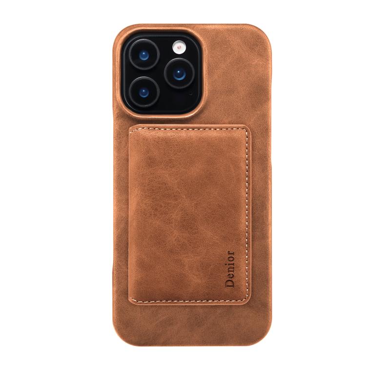 For iPhone 14 Pro Denior D27 Retro Texture RFID MagSafe Photo Frame Card-slot Phone Case