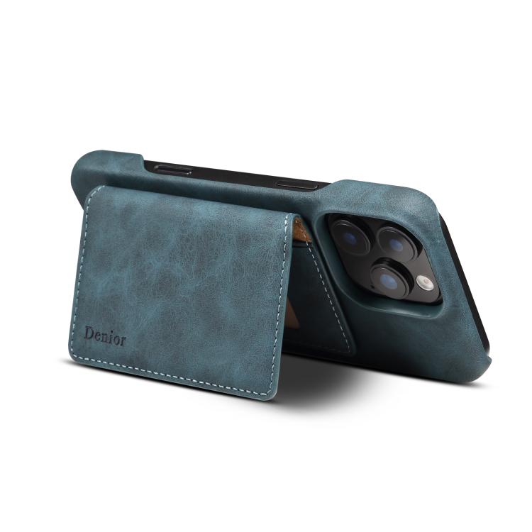 For iPhone 14 Pro Max Denior D27 Retro Texture RFID MagSafe Photo Frame Card-slot Phone Case