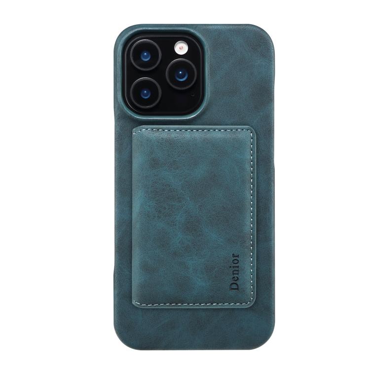 For iPhone 15 Pro Max Denior D27 Retro Texture RFID MagSafe Photo Frame Card-slot Phone Case