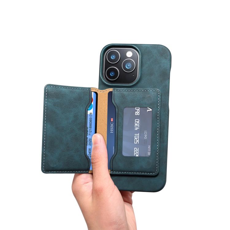 For iPhone 15 Plus Denior D27 Retro Texture RFID MagSafe Photo Frame Card-slot Phone Case
