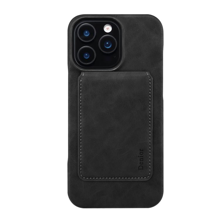 For iPhone 14 / 13 Denior D28 Retro Texture RFID MagSafe Vertical Flip Card-slot Phone Case