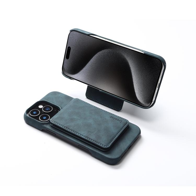For iPhone 16 Denior D28 Retro Texture RFID MagSafe Vertical Flip Card-slot Phone Case