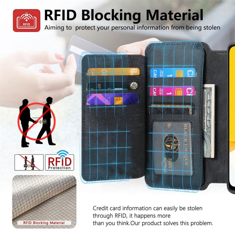 For vivo Y35 4G 2022 CaseNeo MagSafe RFID Anti-theft Zipper Wallet Retro Leather Phone Case