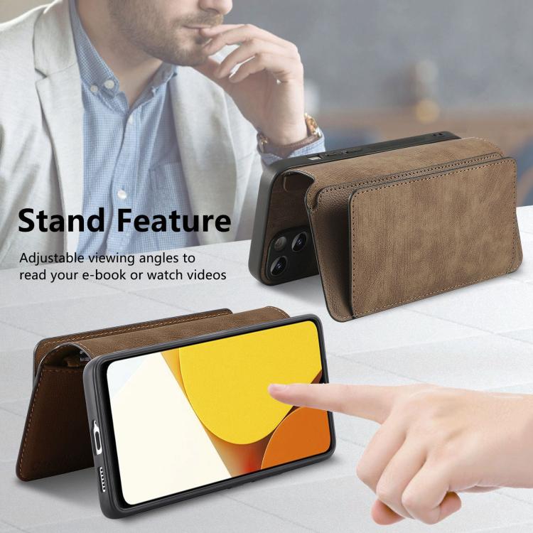For vivo Y35 4G 2022 CaseNeo MagSafe RFID Anti-theft Zipper Wallet Retro Leather Phone Case