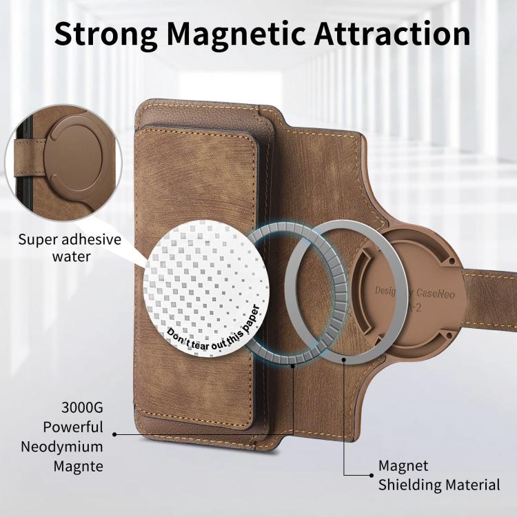 For vivo Y35 4G 2022 CaseNeo MagSafe RFID Anti-theft Zipper Wallet Retro Leather Phone Case