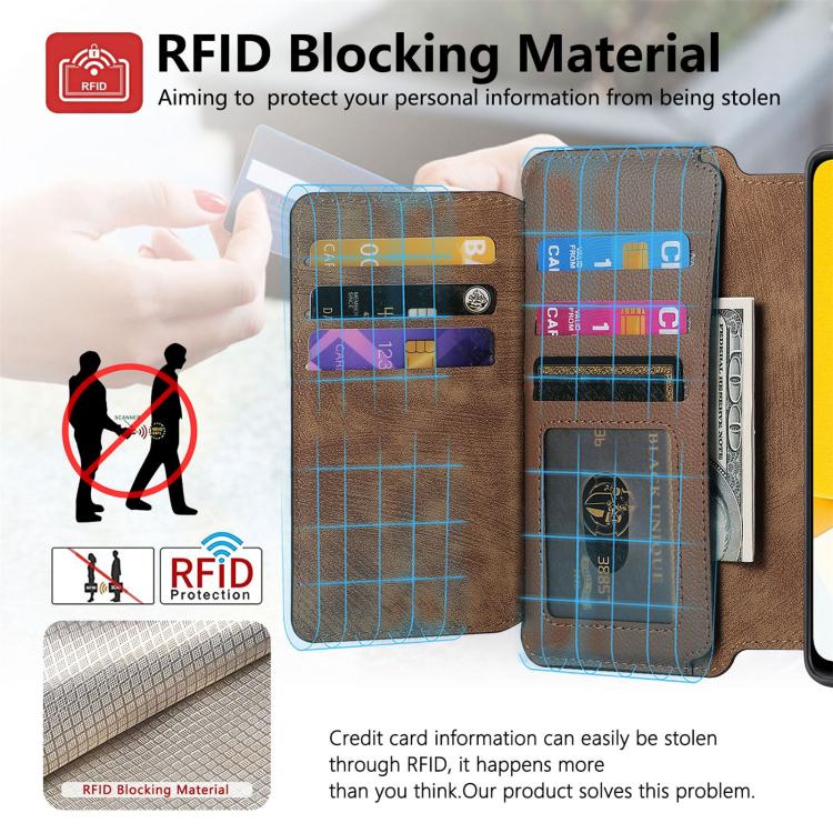 For vivo Y35 4G 2022 CaseNeo MagSafe RFID Anti-theft Zipper Wallet Retro Leather Phone Case