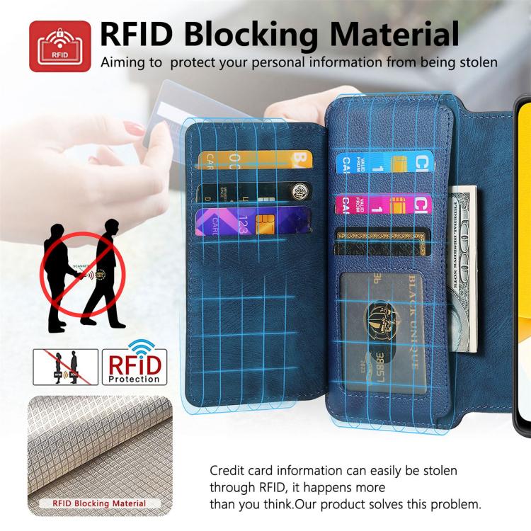 For vivo Y35 4G 2022 CaseNeo MagSafe RFID Anti-theft Zipper Wallet Retro Leather Phone Case