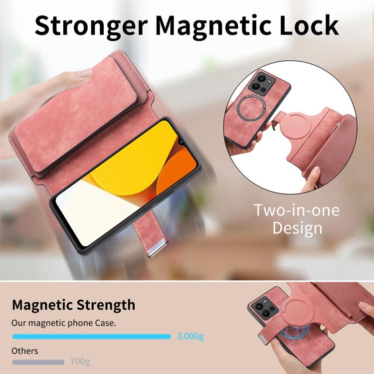 For vivo Y35 4G 2022 CaseNeo MagSafe RFID Anti-theft Zipper Wallet Retro Leather Phone Case