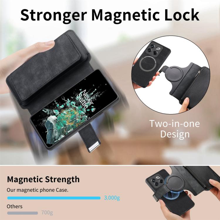 For OnePlus 12 CaseNeo MagSafe RFID Anti-theft Zipper Wallet Retro Leather Phone Case