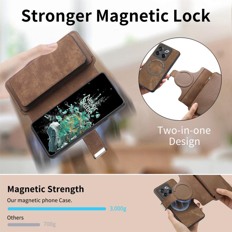 For OnePlus 12 CaseNeo MagSafe RFID Anti-theft Zipper Wallet Retro Leather Phone Case
