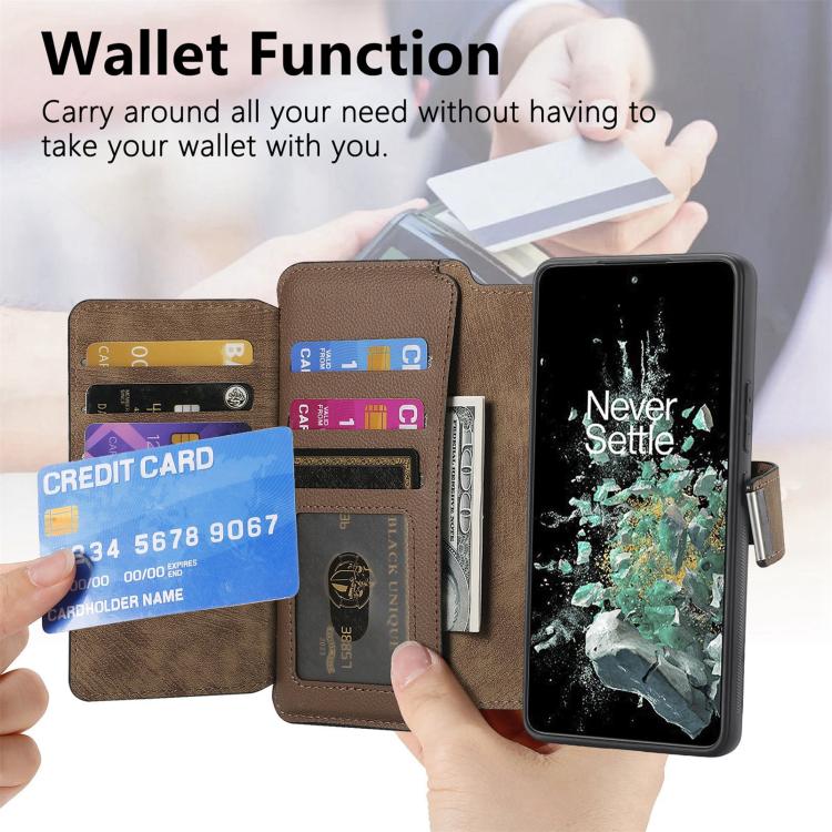 For OnePlus 12 CaseNeo MagSafe RFID Anti-theft Zipper Wallet Retro Leather Phone Case