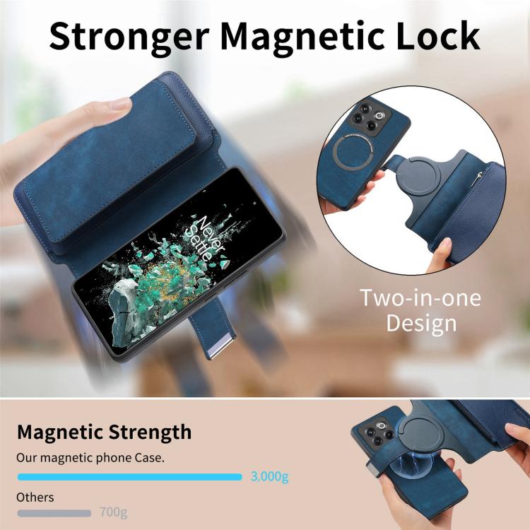 For OnePlus 12 CaseNeo MagSafe RFID Anti-theft Zipper Wallet Retro Leather Phone Case