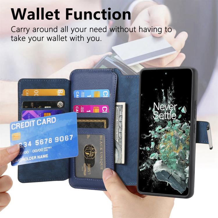 For OnePlus 12 CaseNeo MagSafe RFID Anti-theft Zipper Wallet Retro Leather Phone Case
