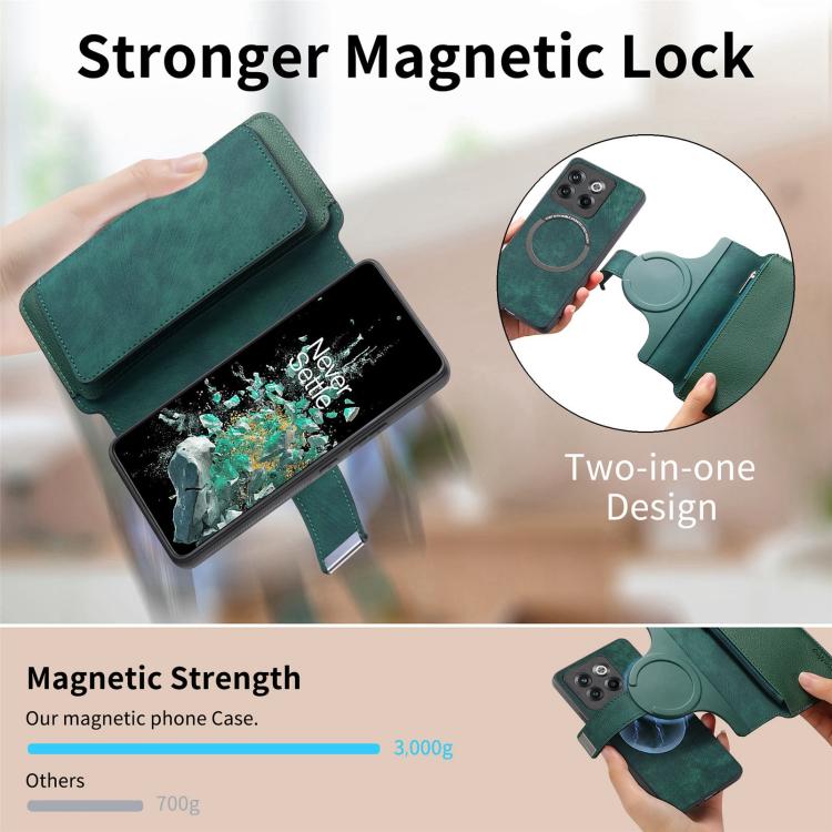 For OnePlus 12 CaseNeo MagSafe RFID Anti-theft Zipper Wallet Retro Leather Phone Case