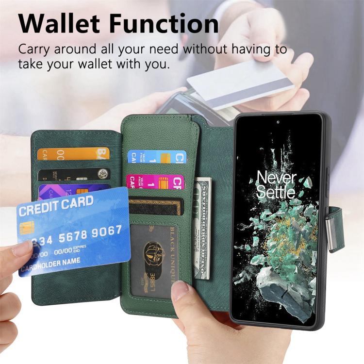 For OnePlus 12 CaseNeo MagSafe RFID Anti-theft Zipper Wallet Retro Leather Phone Case