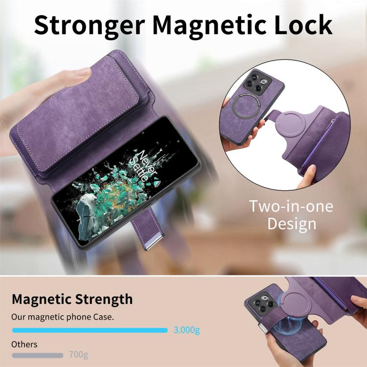 For OnePlus 12 CaseNeo MagSafe RFID Anti-theft Zipper Wallet Retro Leather Phone Case