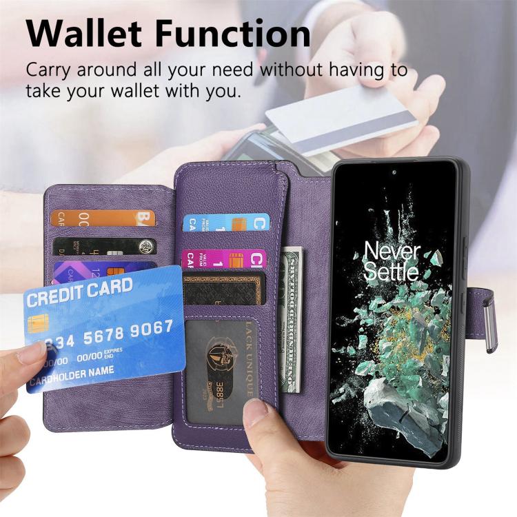 For OnePlus 12 CaseNeo MagSafe RFID Anti-theft Zipper Wallet Retro Leather Phone Case