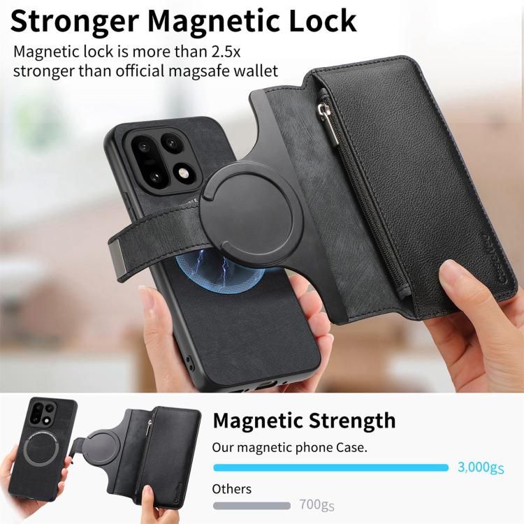 For OnePlus 15 CaseNeo MagSafe RFID Anti-theft Zipper Wallet Retro Leather Phone Case