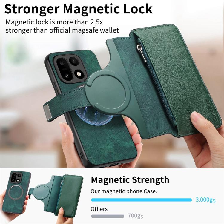 For OnePlus 15 CaseNeo MagSafe RFID Anti-theft Zipper Wallet Retro Leather Phone Case