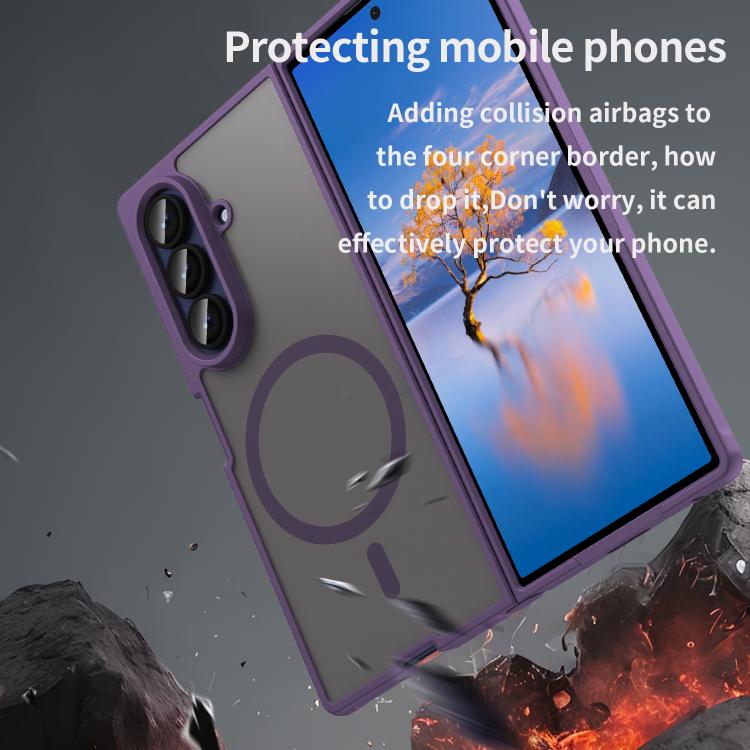 For Samsung Galaxy Z Fold7 5G Fan Dun Series TPU Hybrid PC Frosted Magsafe Phone Case