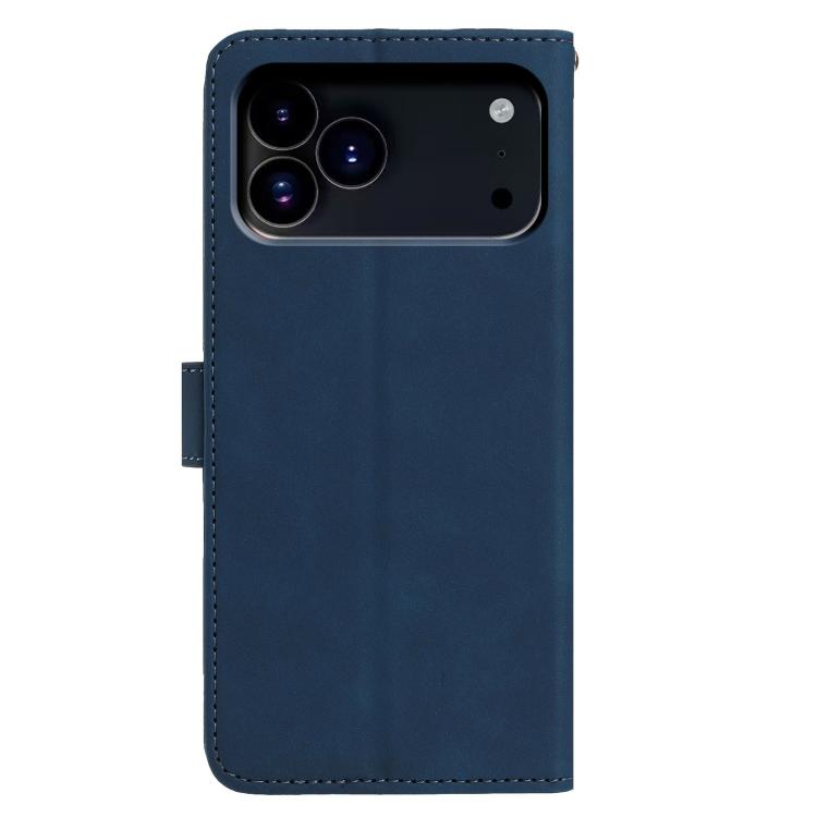 For iPhone 17 Pro Moonlit Butterfly Dance Pattern Embossed Leather Phone Case