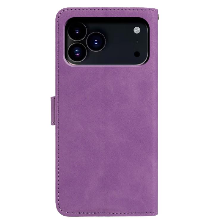 For iPhone 17 Pro Max Moonlit Butterfly Dance Pattern Embossed Leather Phone Case