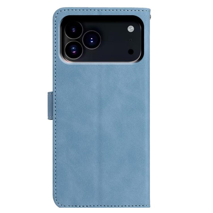 For iPhone 17 Pro Max Moonlit Butterfly Dance Pattern Embossed Leather Phone Case